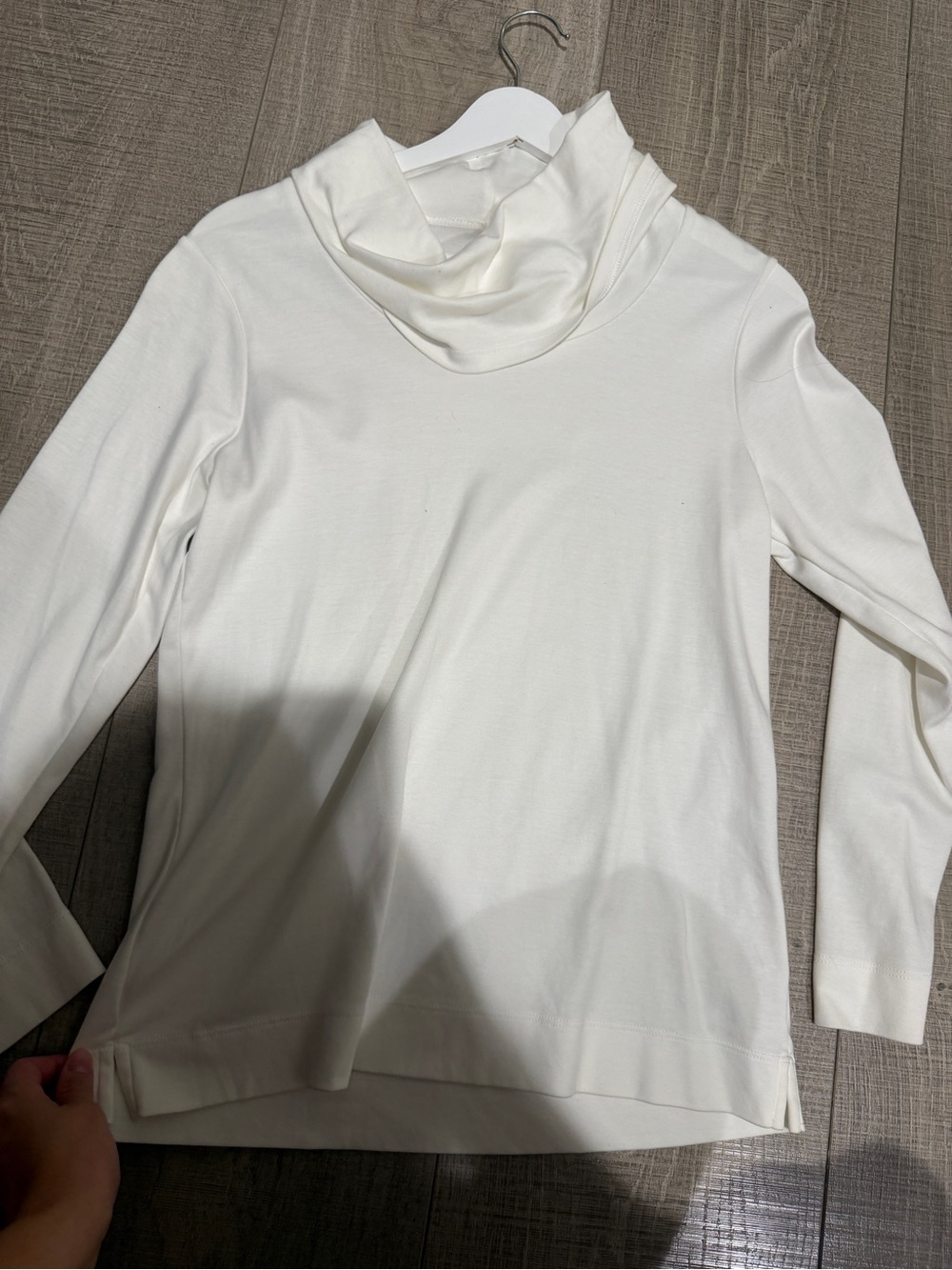 L.L. Bean white Long Sleeve Cowl Neck Top